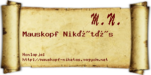Mauskopf Nikétás névjegykártya
